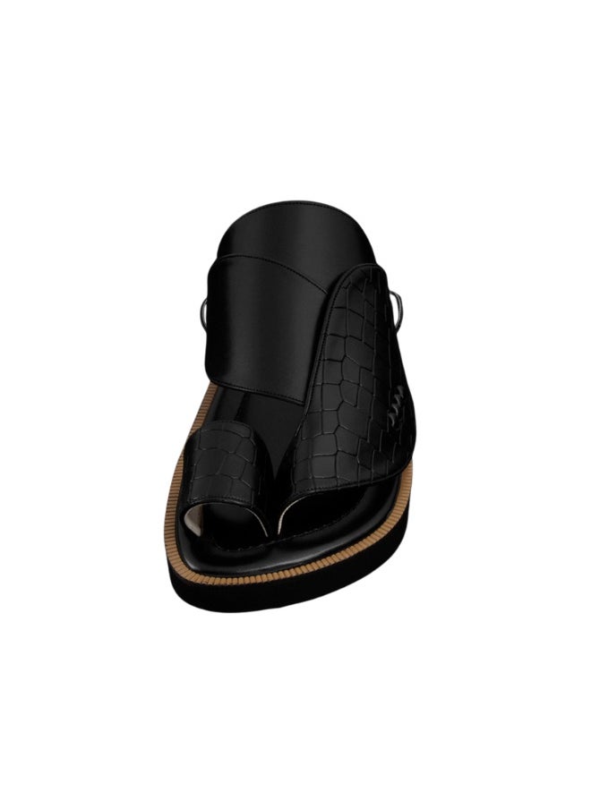 NAD Black crocodile-embossed leather arabic sandals  - Image 3
