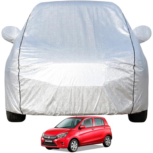 Pivalo Car Cover for Maruti Celerio All Model & Years (2014-2026) 100% Waterproof with Mirror Pockets, Triple Stitched Bottom Elastic Dustproof Full Body Protection (Heat & UV Resistant, Silver) - Image 1
