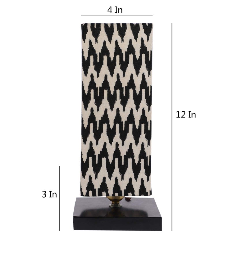 tu casa Table Lamps Black Metal Base with Black/White Cotton (Chevron Print) Shades for Home Décor, Bedrooms, Living Room, Gifting, Diwali Decoration, Dining Space, Study Room, Restaurants (H-12) - Image 5