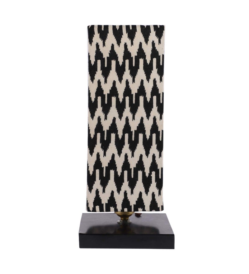 tu casa Table Lamps Black Metal Base with Black/White Cotton (Chevron Print) Shades for Home Décor, Bedrooms, Living Room, Gifting, Diwali Decoration, Dining Space, Study Room, Restaurants (H-12) - Image 4
