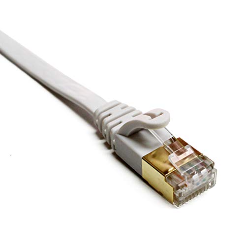 Tera Grand - 12FT - CAT7 10 Gigabit Ethernet Ultra Flat Patch Cable for Modem Router LAN Network, Gold Plated Shielded RJ45 Connectors, Faster Than CAT6a CAT6 CAT5e, White - Image 4