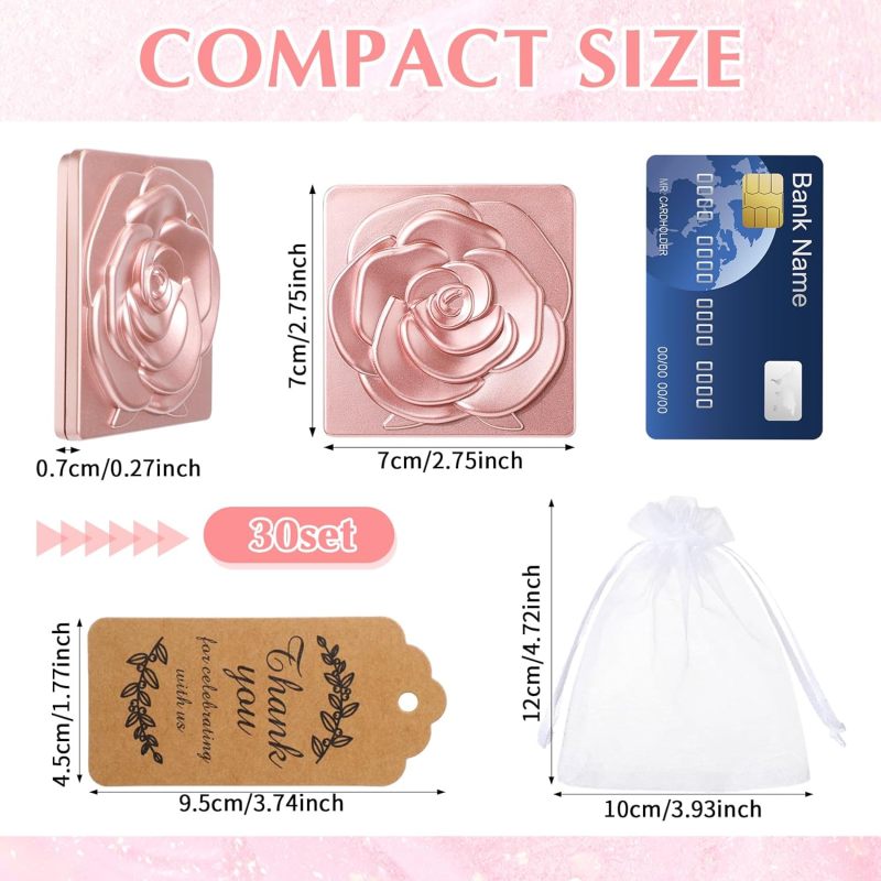 Compact Rose Gold Mirror: 50 Pack Dual 3x Magnifying Glass Mirror - Compact Lightweight Pocket Mirror for Wedding Bridal Shower Party Favors Travel Makeup Application - Image 2