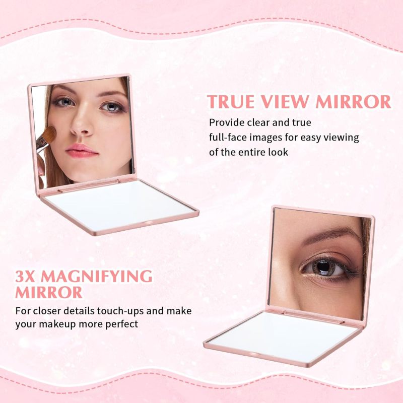Compact Rose Gold Mirror: 50 Pack Dual 3x Magnifying Glass Mirror - Compact Lightweight Pocket Mirror for Wedding Bridal Shower Party Favors Travel Makeup Application - Image 4