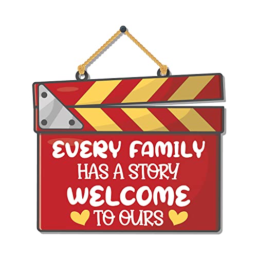 Bhai Please Every Family has a Story Welcome to ours Wooden Wall Decor | Hanging | Wall Art | Wooden Hanger for Living Room | Bedroom | Office - For Home Decor, Gift - Image 1