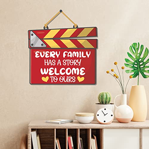 Bhai Please Every Family has a Story Welcome to ours Wooden Wall Decor | Hanging | Wall Art | Wooden Hanger for Living Room | Bedroom | Office - For Home Decor, Gift - Image 2