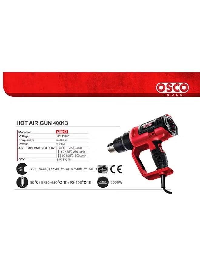 OSCO-TOOLS OSCO Professional 2000W Heat Gun – High Power & Adjustable Temperature - Image 1