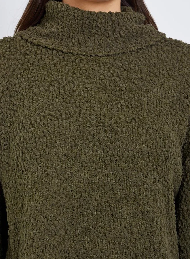 ستايلي سويتر سادة بياقة عالية وأكمام طويلة