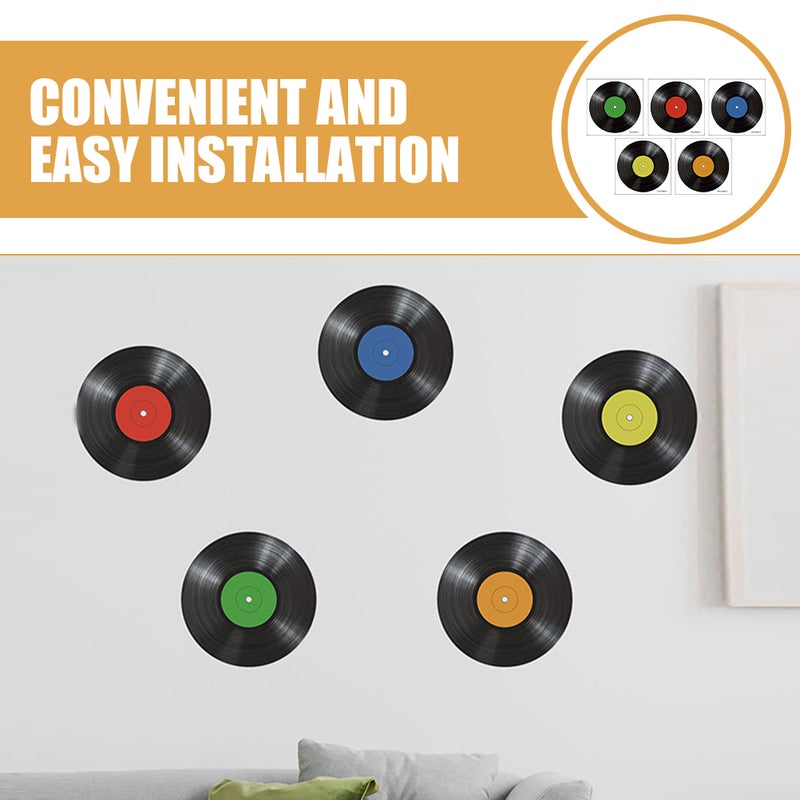 5pcs Vinyl Records Decoration Wall Decal Decoration Vinyl Records Stickers Room Decor - Image 2