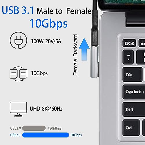 ETZIN 10Gbps 90 Degree USB 3.1 Adapter 1 Pack, Right Angle USB A Male to Female Converter Extender for PC, Laptop, USB A Charger, Power Bank and More-EPL-1074TC. - Image 5