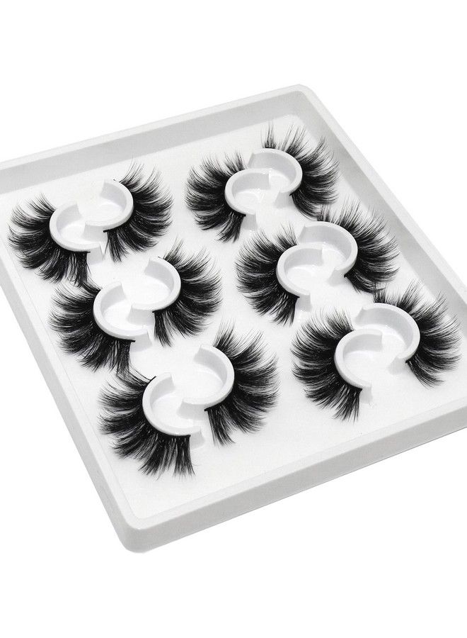 Losha Lashes 6 Pairs Fluffy False Eyelashes for Women 20mm Long Dramatic Faux Mink Strip 5D Lashes Pack for Gorgeous Makeup - Image 1