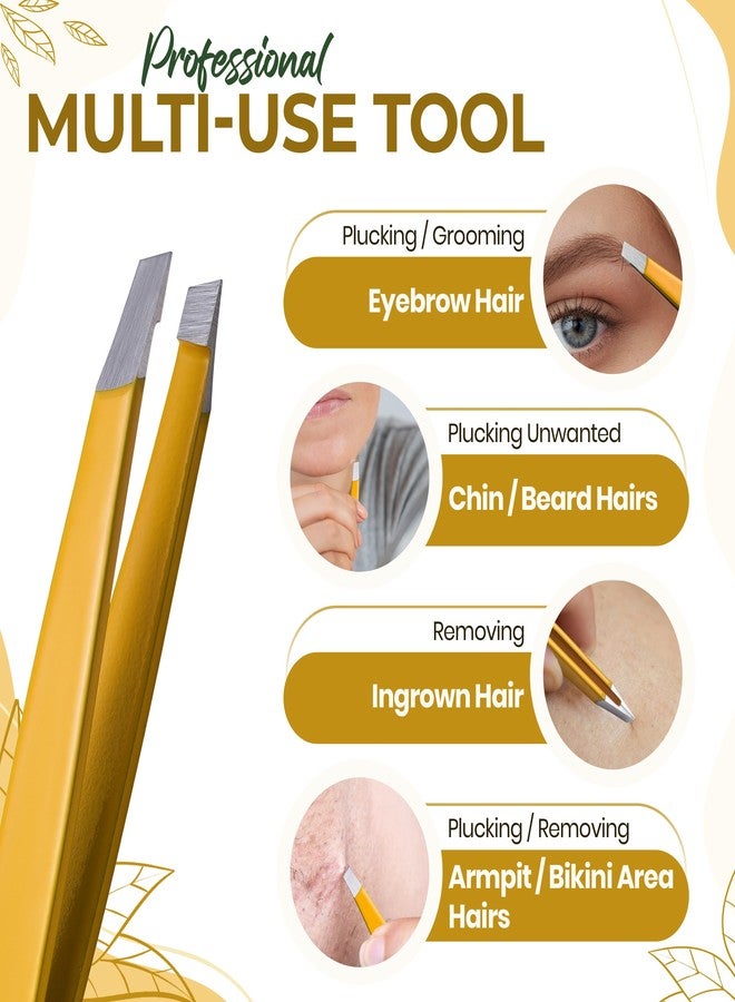 aaasportx Stainless Steel Mini Slant Tweezer - Professional Precision Eyebrow Tweezers for Women & Men, Rust-Proof Travel Grooming Tool for Facial Hair Removal, Chin Hair & Ingrowns (Chalked Lemon) - Image 2