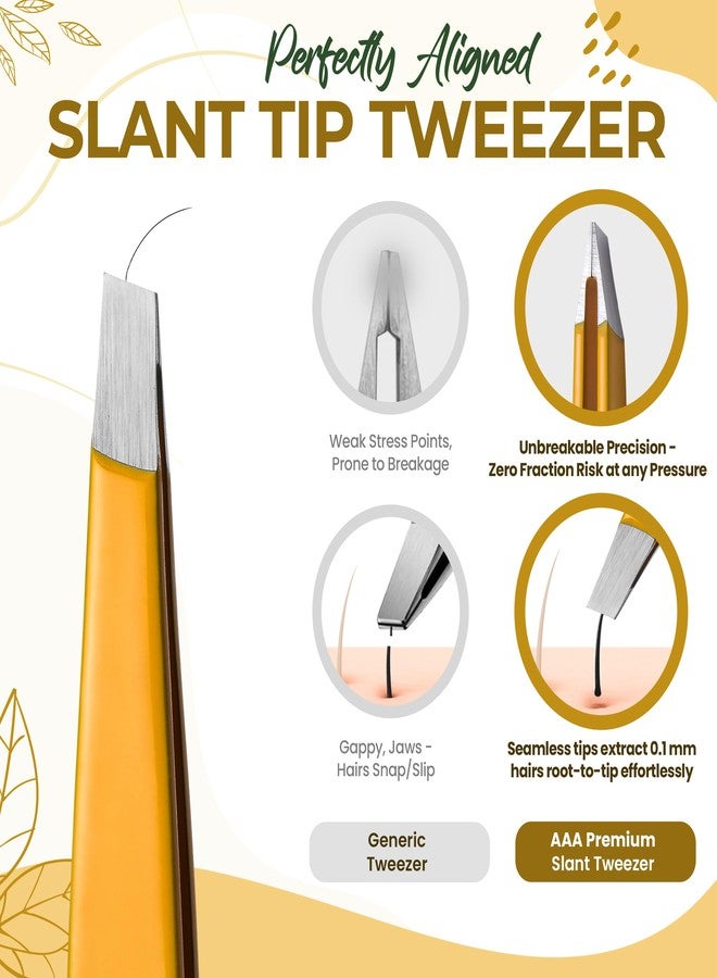 aaasportx Stainless Steel Mini Slant Tweezer - Professional Precision Eyebrow Tweezers for Women & Men, Rust-Proof Travel Grooming Tool for Facial Hair Removal, Chin Hair & Ingrowns (Chalked Lemon) - Image 3
