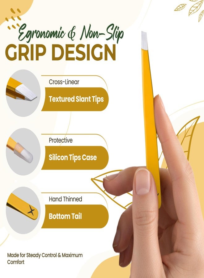 aaasportx Stainless Steel Mini Slant Tweezer - Professional Precision Eyebrow Tweezers for Women & Men, Rust-Proof Travel Grooming Tool for Facial Hair Removal, Chin Hair & Ingrowns (Chalked Lemon) - Image 4