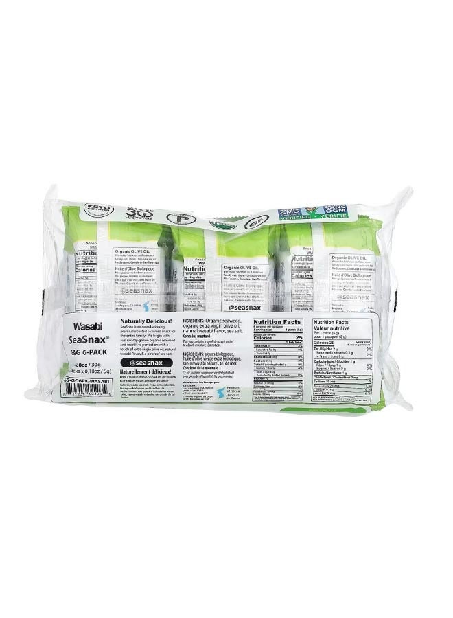 seasnax Organic Seaweed Wasabi 6 Pack 0.18 oz 5 g Each - Image 2