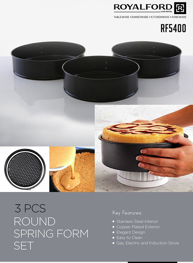 Royalford 3-Piece Baking Tray Set Black 24,26, 28cm - Image 3