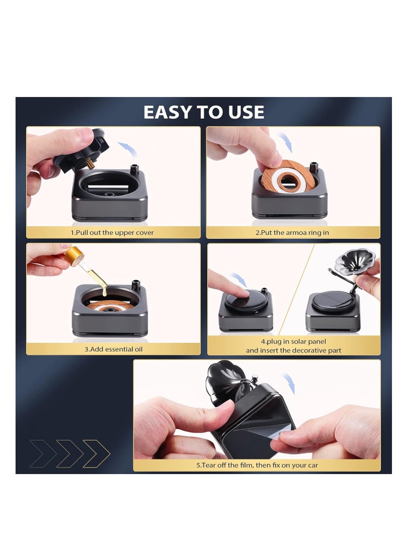 KASTWAVE Solar Car Air Freshener, Car Odor Eliminator, Car Rotating Essential Oil Diffuser, with Cologne Essential Oil, Long-lasting Fragrance Aromatherapy Diffuser, Car Interior Decor Accessorie for Men Women - Image 5