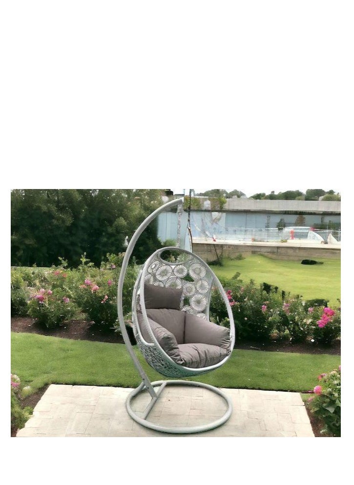 Wooden Twist Wooden Twist Elegant Provoke Decorative Egg Shape Hanging Swing - Stylish Outdoor Patio Furniture for Garden and Porch ( Grey )  - Image 1