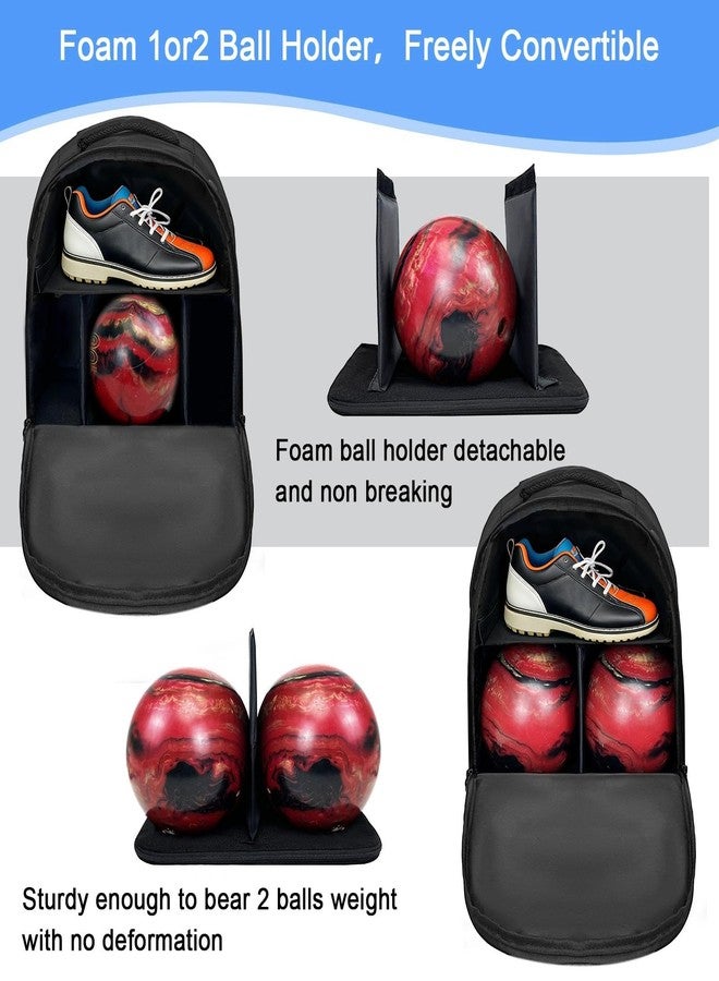 DAFISKY Bowling Ball Bag 2 Ball Bowling Backpack Fit Single or Two Balls with Shoe Compartment & Portective Foam Holder,Fits Shoes Up to Us Size 16 - Image 2