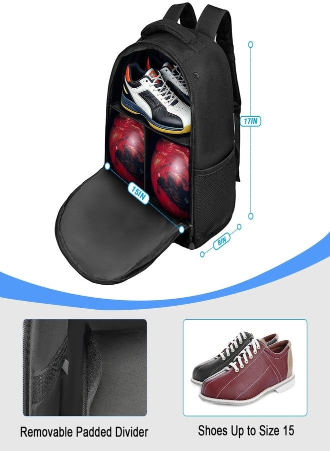 DAFISKY Bowling Ball Bag 2 Ball Bowling Backpack Fit Single or Two Balls with Shoe Compartment & Portective Foam Holder,Fits Shoes Up to Us Size 16 - Image 3