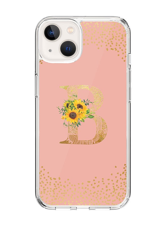 Stylizedd Classic Clear Case For iPhone 14 Plus, Hybrid Soft Case Cover- Custom Monogram Initial Letter Mandala Floral Pattern Alphabet - B ( Rose Pink) - Image 1