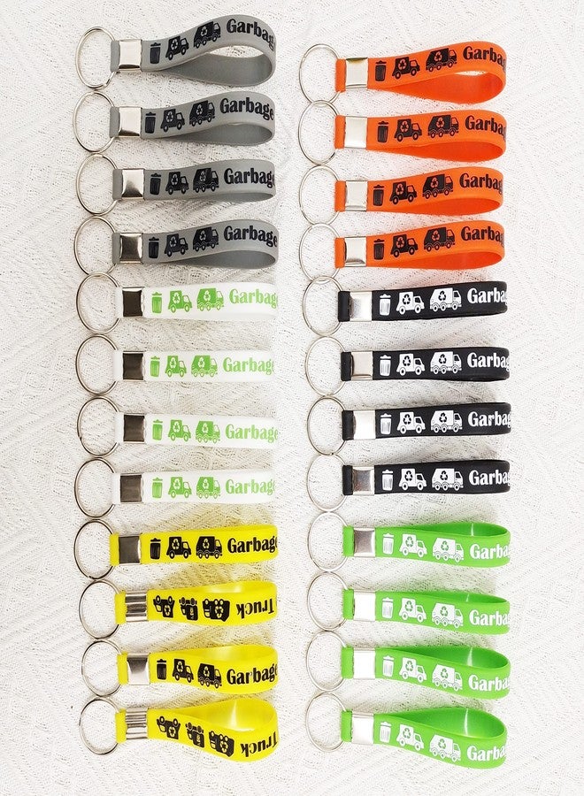 ATSMOICY 24 Garbage Truck Themed Party Silicone Bulk Keychian/Keyrings - Rubbish truck Themed Baby Shower Birthday Waste Management Recycling Party Supplies Decorations Favors Rubber Keychian - Image 1
