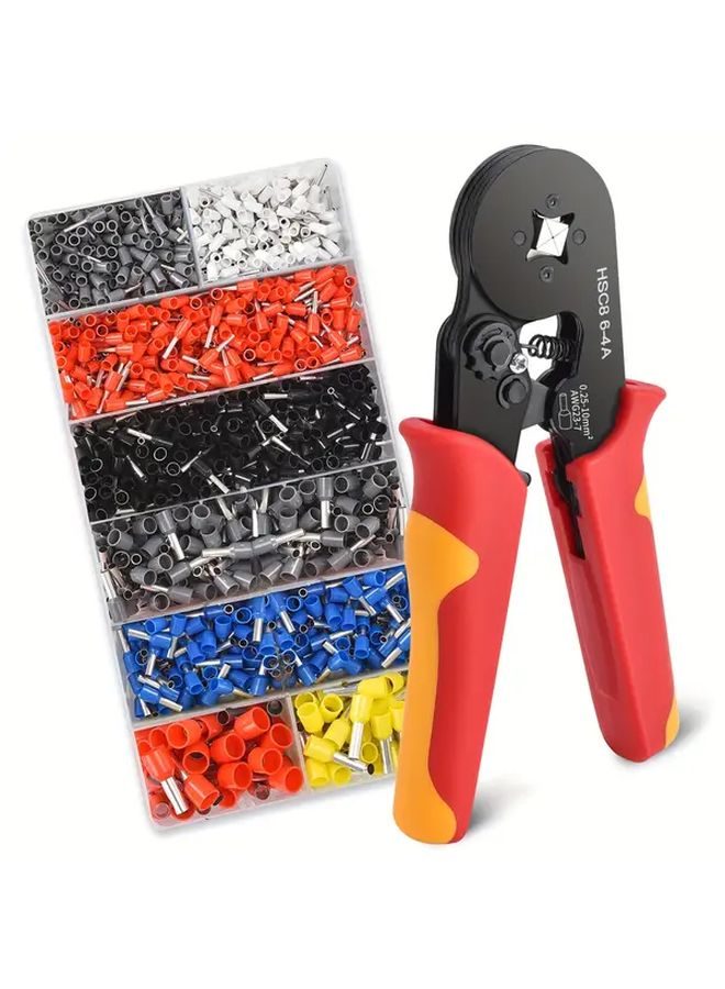 HSC8 6 6A YR Electrician Ferrule Crimping Tool Kit Adjustable Ratchet Wire Pliers - Image 2