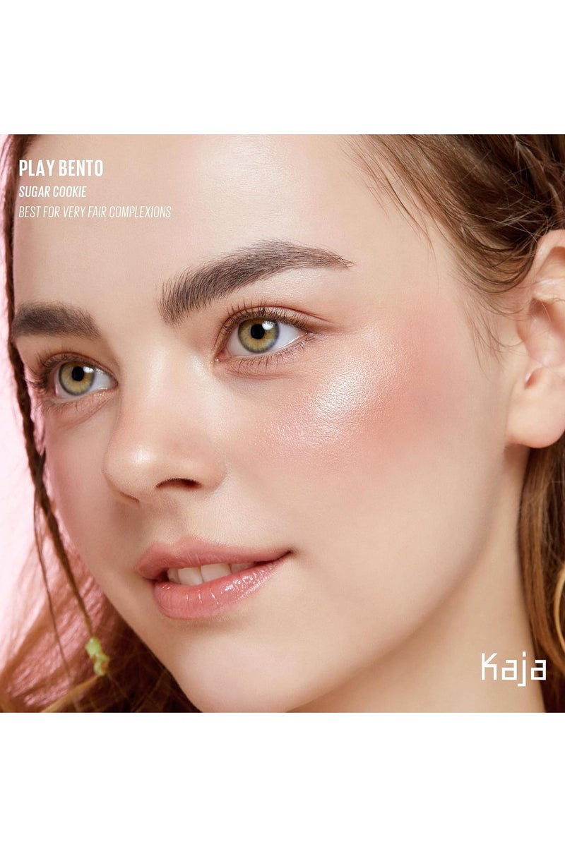 KAJA 3 Colors Palette - Play Bento - Sugar Cookie - 3 in 1 Face Palette with Blush, Highlighter & Bronzer - Warm Rose, Champagne Peach & Caramel Bronze Shades - Blendable, Lightweight Makeup Trio - Image 3