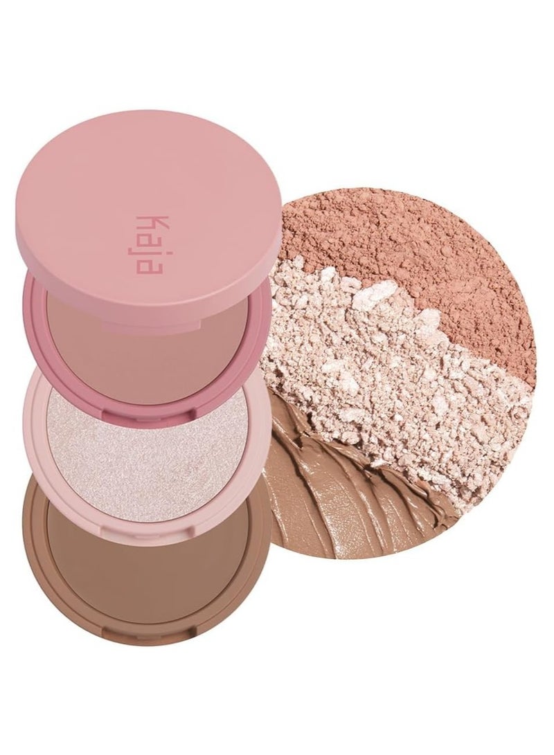 KAJA 3 Colors Palette - Play Bento - Sugar Cookie - 3 in 1 Face Palette with Blush, Highlighter & Bronzer - Warm Rose, Champagne Peach & Caramel Bronze Shades - Blendable, Lightweight Makeup Trio - Image 1