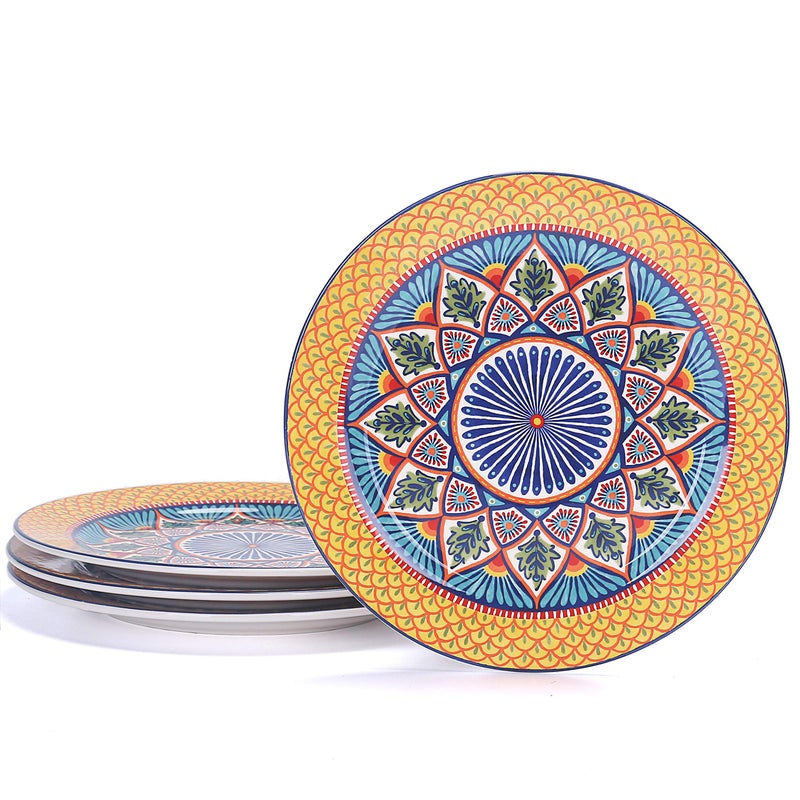 Bico Havana Dinner Plates Set of 4 11 Inch Large Ceramic Plates for Pasta Steak Stylish Serving Dishes Microwave and Dishwasher Safe Gift for Housewarming and Thanksgiving
