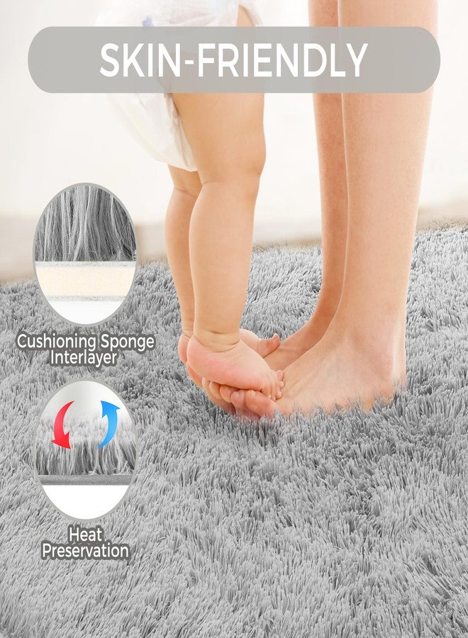 Fairblink Ultra Soft Rug for Living Room, 5X8 Fluffy Shag Area Rug for Bedroom, Modern Shaggy Carpet Fuzzy Rug for Teens Dorm Nursery Home Decor Aesthetic, Upgrade Anti-Skid Durable, Light Grey - Image 4