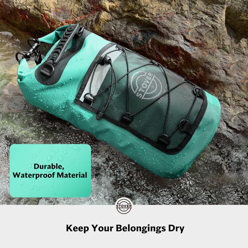 STOVER 5/10/25/30/40/55L Waterproof Dry Backpack & Phone Case- Large Floating Dry Bag for Kayaking, Travel, Hiking, Fishing, Camping, Motorcycles & Beach, Heavy-Duty Roll Top Men/Women (Teal) - Image 2