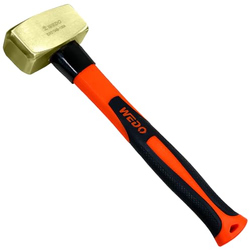 WEDO Brass Sledge Hammer 2 lb Club Hammer with Fiberglass Handle Drilling Hammer Crack Hammer DieForge Corrosion Resistant DIN Standard 125 Length - Image 1