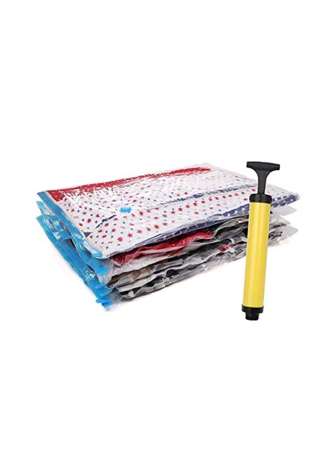6-Piece Vacuum Seal Storage Compressed Bag With Suction Pump Clear/Blue 70x100cm - Image 2