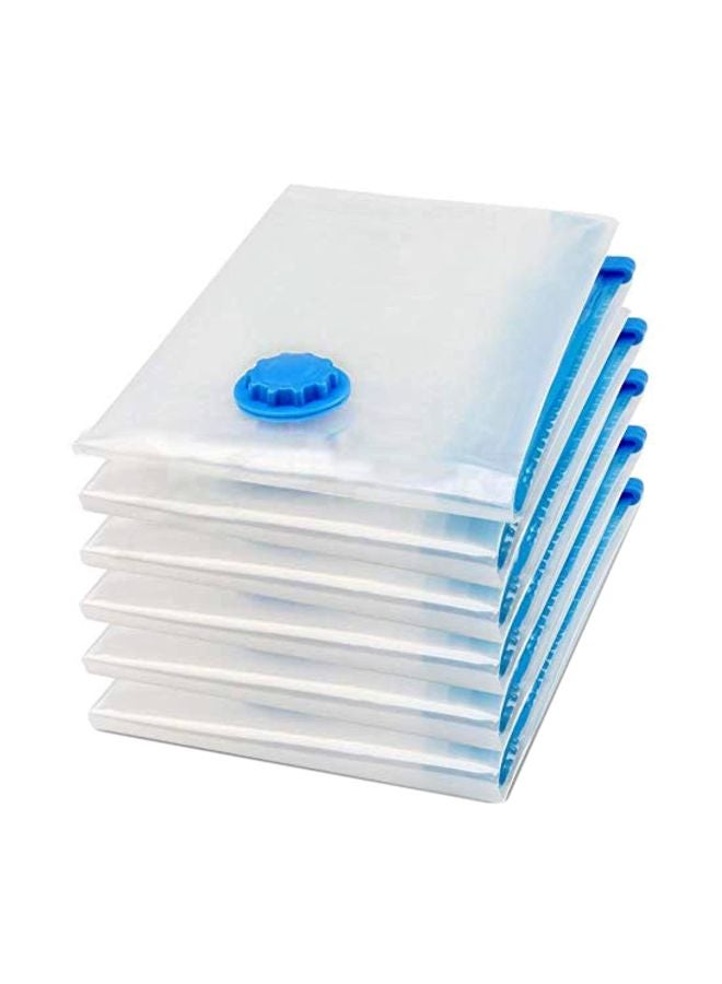 6-Piece Vacuum Seal Storage Compressed Bag With Suction Pump Clear/Blue 70x100cm - Image 1