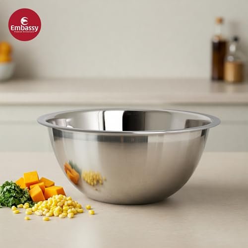 EMBASSY Stainless Steel Pack of 2 Mixing Bowls for Kitchen | Size 4 | 2800 ml | Bowls for Baking, Mixing Atta, Storing and Serving | Ideal for Gifting - Image 4