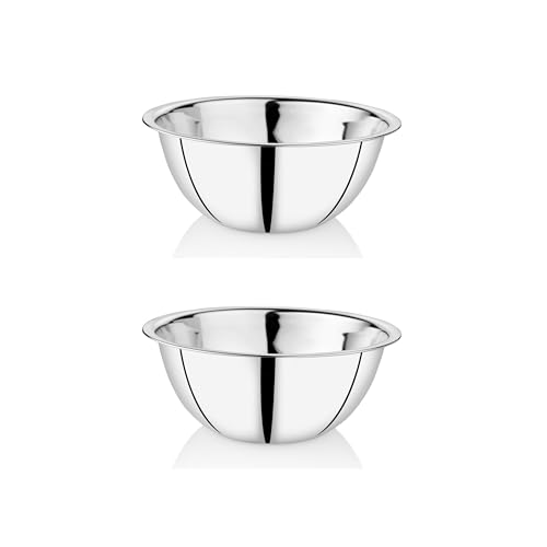 EMBASSY Stainless Steel Pack of 2 Mixing Bowls for Kitchen | Size 4 | 2800 ml | Bowls for Baking, Mixing Atta, Storing and Serving | Ideal for Gifting - Image 1