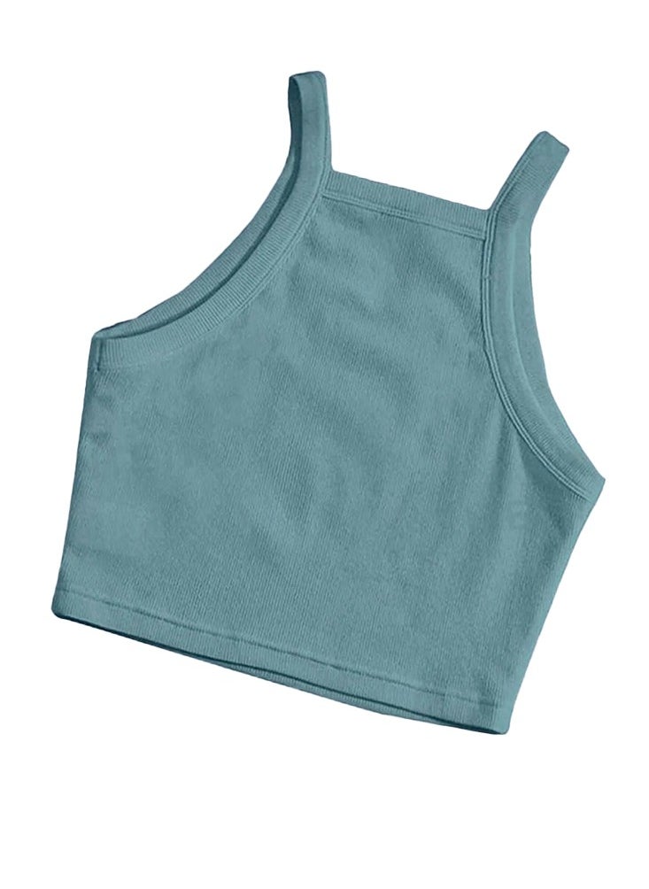 Nileton Ribbed Knit Crop Top Spaghetti Strap - For Women  - Image 1