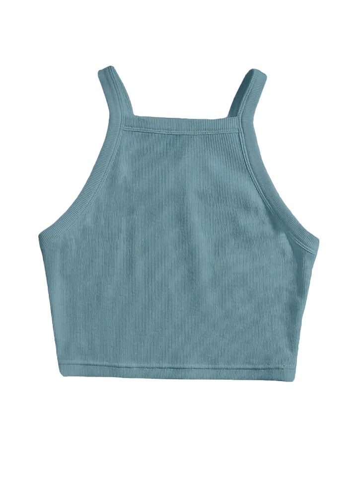 Nileton Ribbed Knit Crop Top Spaghetti Strap - For Women  - Image 3
