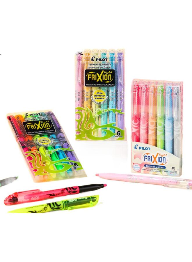 Pilot Erasable Highlighters, Student Drawing Slanted Tip Marker Set, Sw-Fl Natural Color Series 6 Colors - Image 1