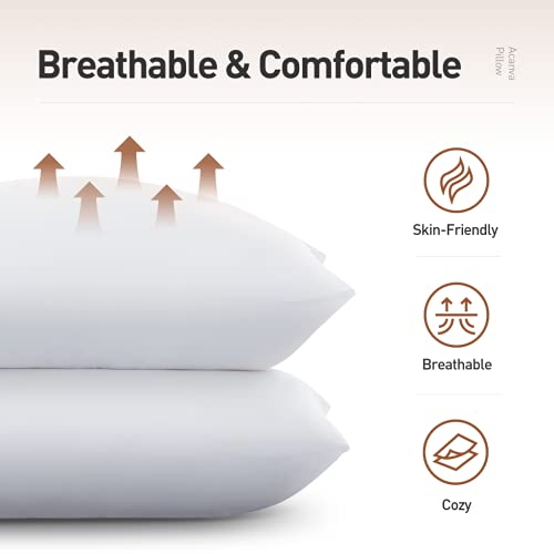 Acanva Hotel Quality Bed Pillows for Sleeping,Premium 3D Plush Fiber-Reduces Neck Pain,Breathable Cooling Cover Skin-Friendly, Queen (Pack of 4), White 4 Count - Image 2
