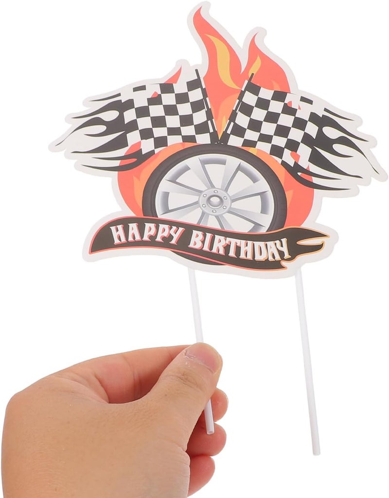 UKCOCO Checkered Racing Flags Banner Set, 4pcs Race Car Party Decorations with Black and Red Flags, Racing Birthday Supplies for Boys’ Race Theme Celebration - Image 4
