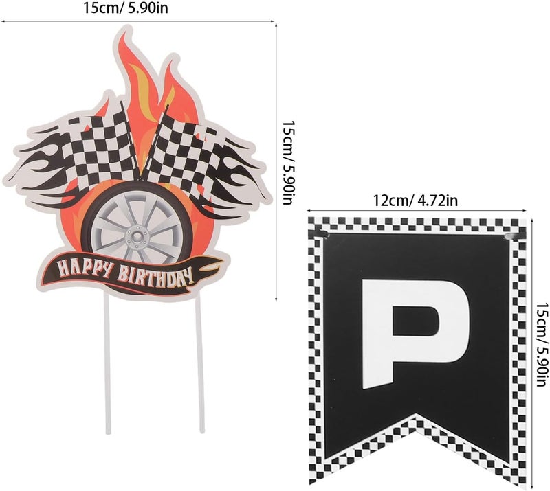 UKCOCO Checkered Racing Flags Banner Set, 4pcs Race Car Party Decorations with Black and Red Flags, Racing Birthday Supplies for Boys’ Race Theme Celebration - Image 2