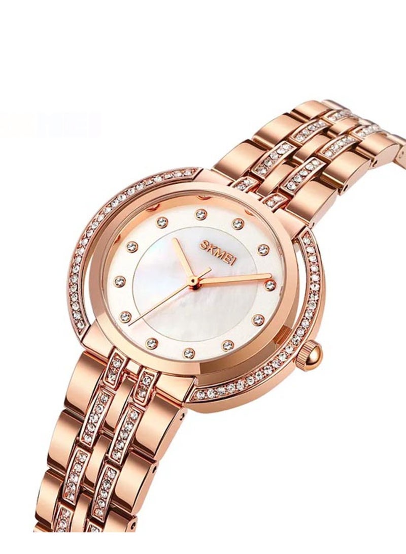 SKMEI Women’s Luxury Style Rhinestone Scale Markers Waterproof Quartz Wristwatch - 1979  - Image 2