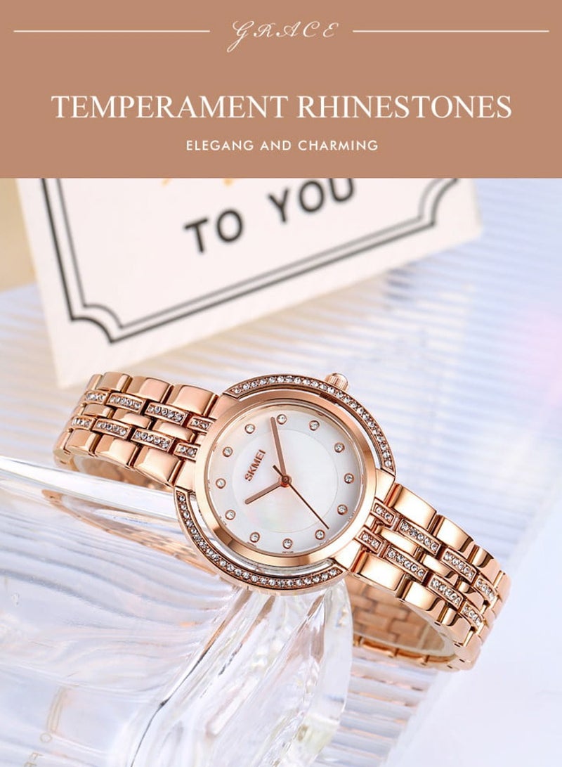 SKMEI Women’s Luxury Style Rhinestone Scale Markers Waterproof Quartz Wristwatch - 1979  - Image 3