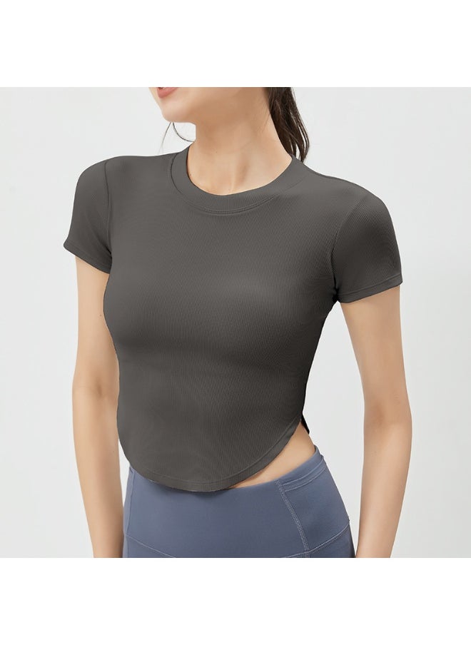 alo - ALO Seamless Strappy Sports Bra with Waist-Exposing Design - Slim Fit Round Neck Yoga Top, Summer Breathable Workout Short Sleeve T-Shirt - Image 1