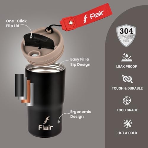 FLAIR Brew Vacuum Insulated Coffee Mug 480ml-Black, Leakproof, BPA-Free, Tough & Durable, Double Walled, Coffee Mug, Travel Mug, Hot and Cold Beverages - Image 2