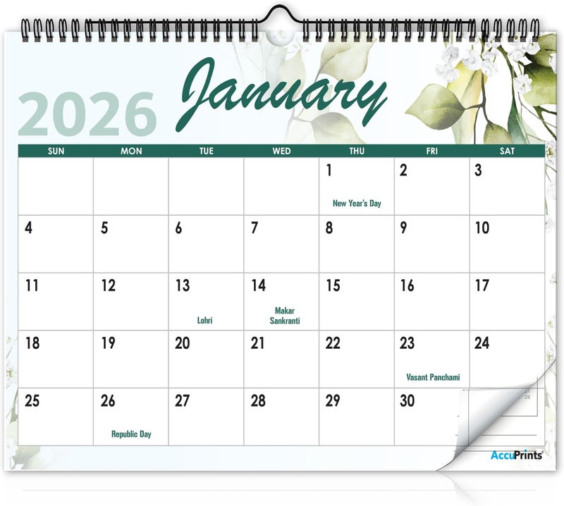 AccuPrints® Wall Calendar 2026 Planner-Size 14 x 20inch - Easy to Write (GLW) - Image 1