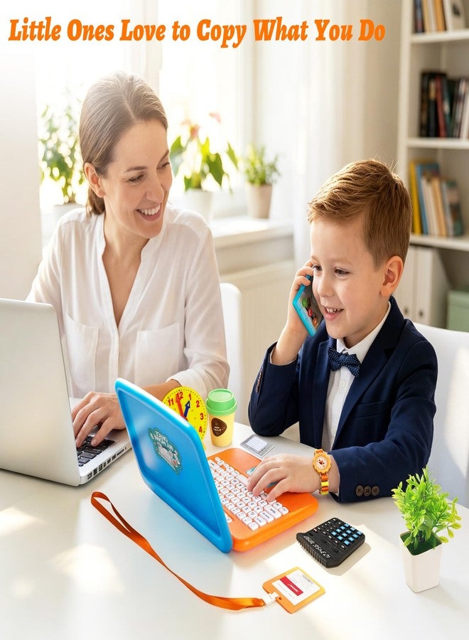 Twivah Home Office Pretend Play Toys for Kids, 20PCS Mini Workspace with Laptop, Calculator, Mug, ID Badge & Desk Supplies, Work from Home Toddler Role Play Set, Birthday Gift for Boys Girls Ages 3+ - Image 4