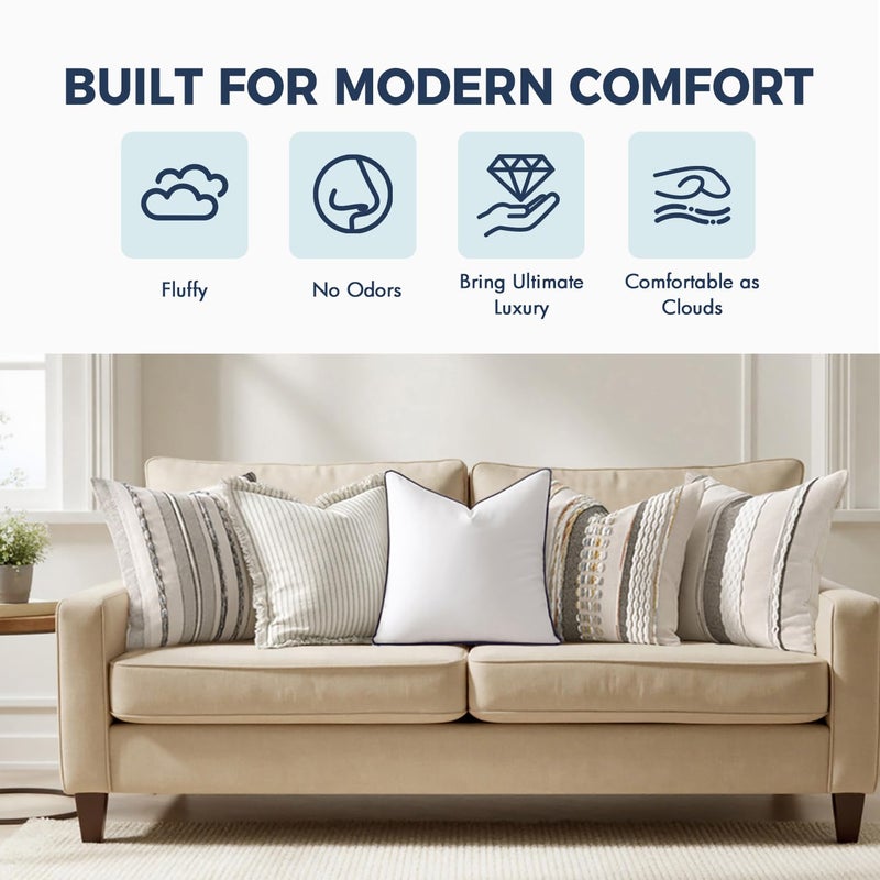 MIULEE 20x20 Pillow Inserts, Fluffy Down Alternative Filling Pack of 2 Ultra Soft Throw Pillows for Sofa Couch Bed - Image 2