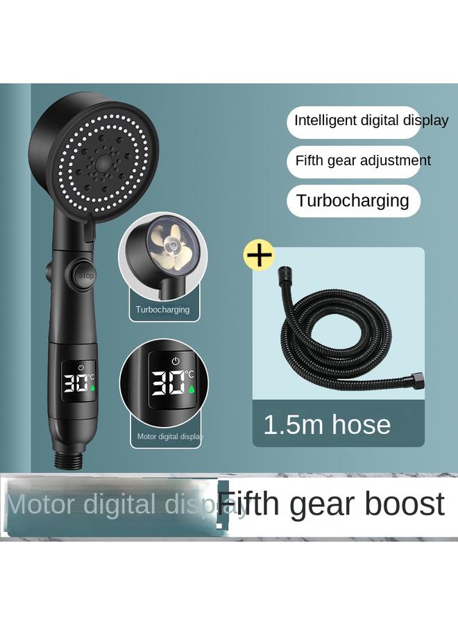 Bluejw Cross-border New 38-degree Water Stop Temperature Display Digital Display Shower Temperature Control Small Man Waist Shower Head Pressurized Shower Head - Image 1